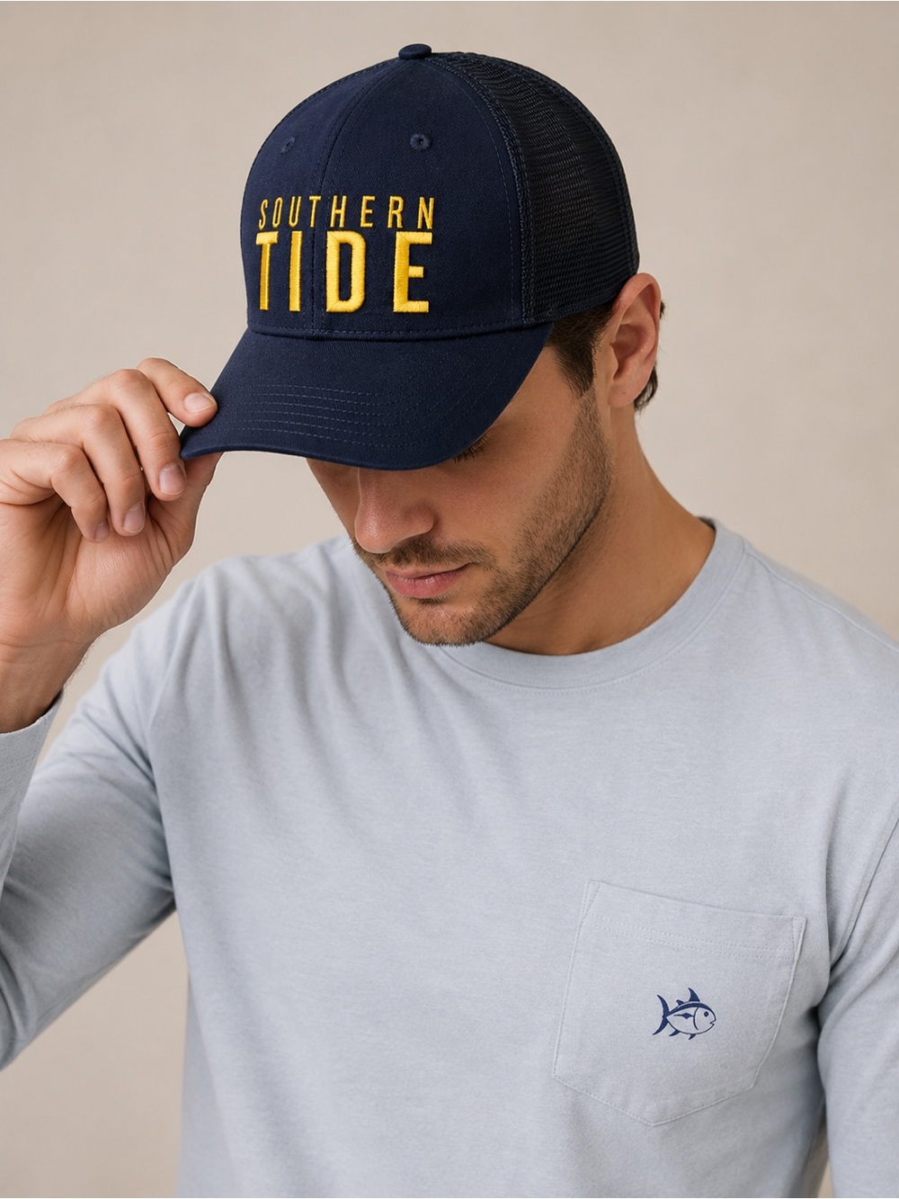 Southern Tide Trucker Cap Hat – Navy/Yellow Embroidered Logo